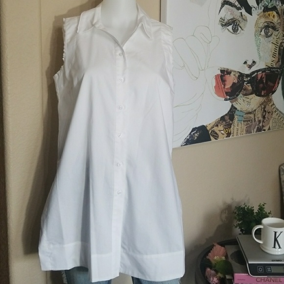 NWT ANTHROPOLOGIE MARLED WHITE TUNIC CHIC BUTTON - Picture 2 of 7